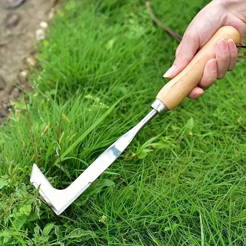 Stainless steel gap weeding tool, L-shaped multi-purpose garden hand tool, used for clearing weeds in yards, terraces, and lanes