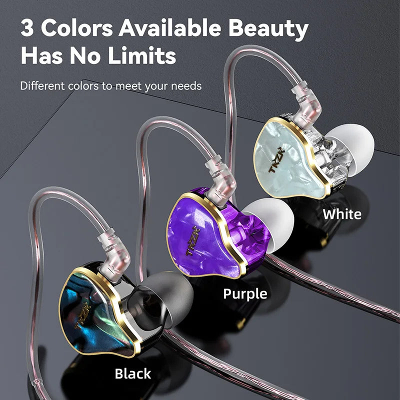 TKZK TK02 Dual Dynamic Headphones HiFi In Ear Monitor Earphones With 2Pin OFC Iem Cable Sport Noise Cancelling Gaming Headset