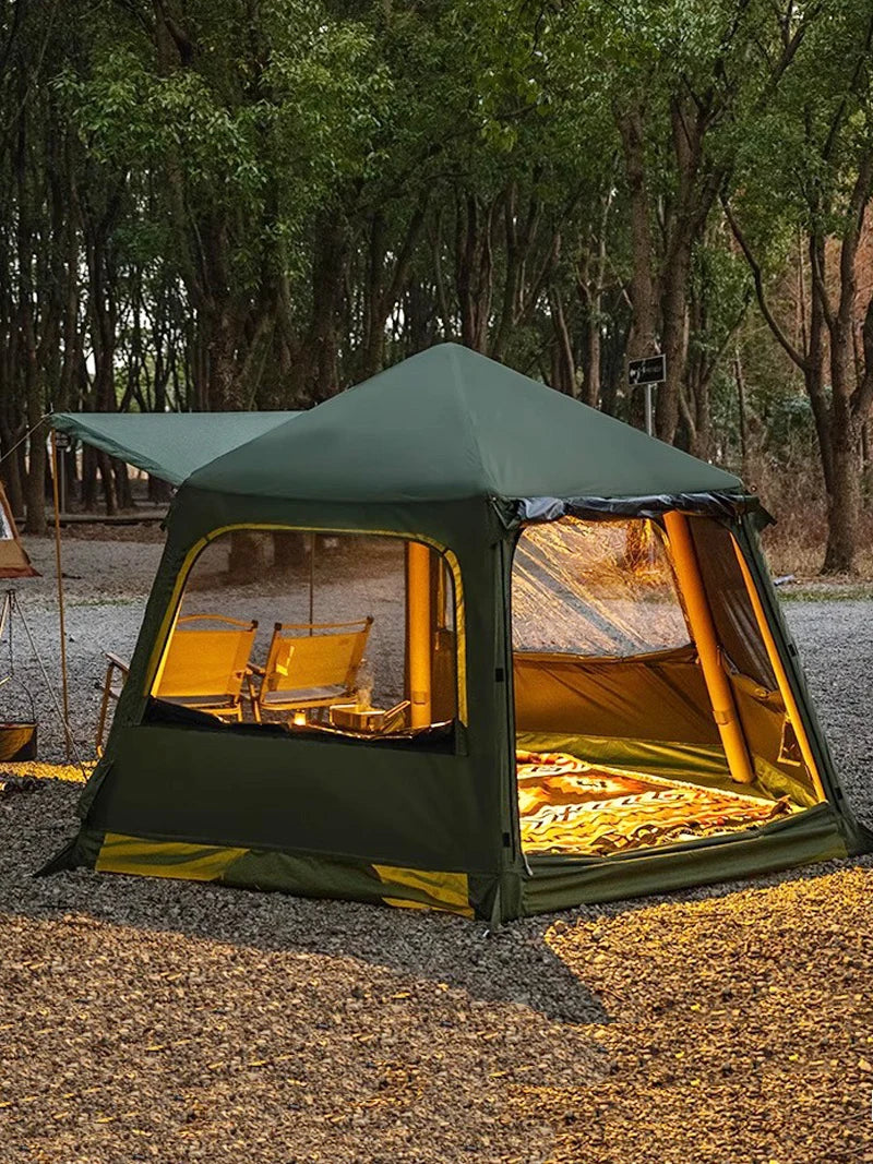 Large Inflatable air tent 4-6 people Waterproof Family Hiking Camping Tent Traveling hexagonal inflatable tent with Canopy