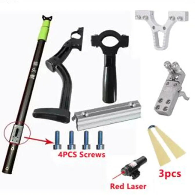 Multifunction Long Rod Slingshot Hunting Bow Catapult Precisional Outdoor Laser Aiming Shooting Equipment Sling Accessories Set