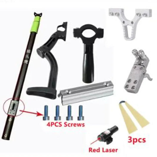 Multifunction Long Rod Slingshot Hunting Bow Catapult Precisional Outdoor Laser Aiming Shooting Equipment Sling Accessories Set