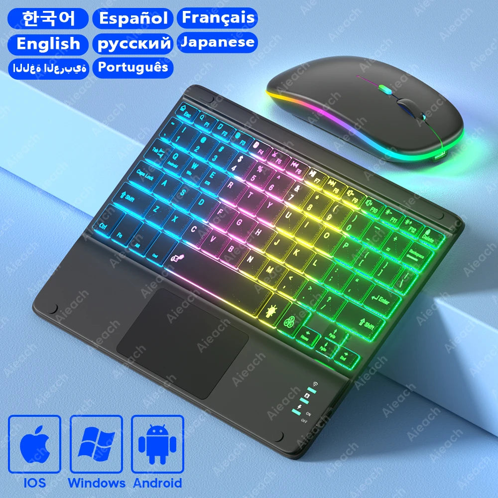 TULX Bluetooth Wireless Keyboard Backlit with Touchpad Rechargeable 78Keys Ultra-Thin Portable for iOS/Android/Windows Tablet