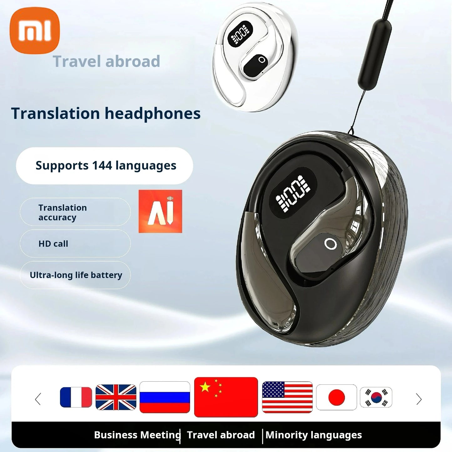 Xiaomi Bluetooth Wireless Earphones AI Real Time Translation Earbuds OWS Ear Hook Headset for IPhone HD Call Music Headphones