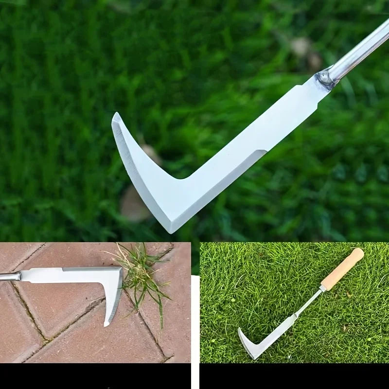 Stainless steel gap weeding tool, L-shaped multi-purpose garden hand tool, used for clearing weeds in yards, terraces, and lanes