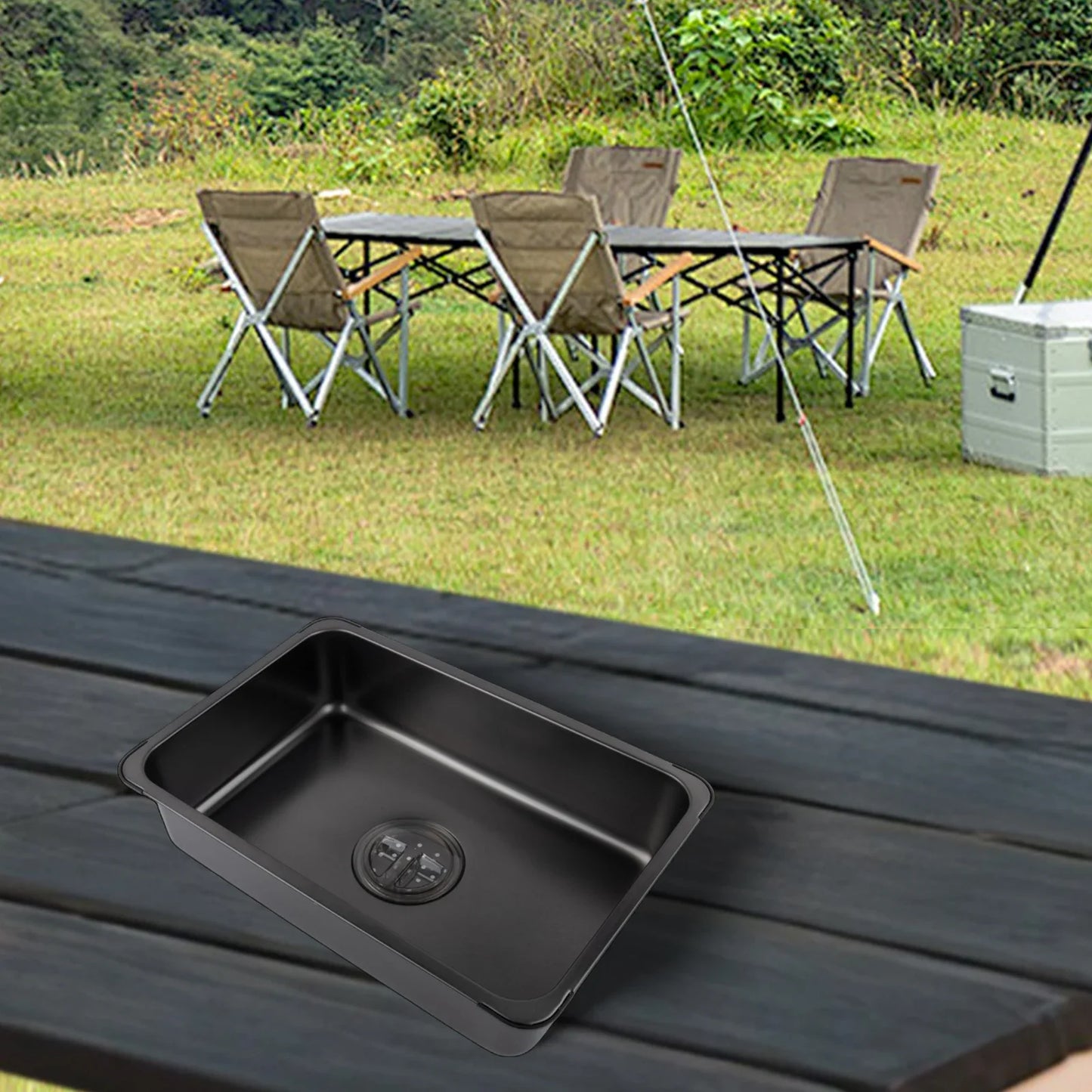 Stainless Steel For Outdoor Sink Basin for Camping and Picnic 5 5L Lightweight Design with Innovative Drain System