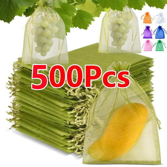 10-500PCS Grapes Fruit Protection Bags Plant Grow Bags Garden Anti-Bird Netting Mesh Bag Vegetable Strawberry Bags Garden Tools