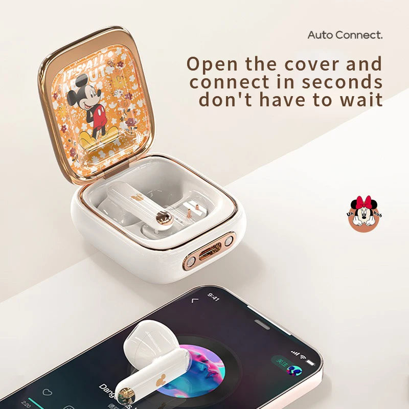 Disney Q7 Space Capsule HIFI Sound Bluetooth Earphone Wireless In-ear Sports Waterproof Headset Noise Reduction Long Standby