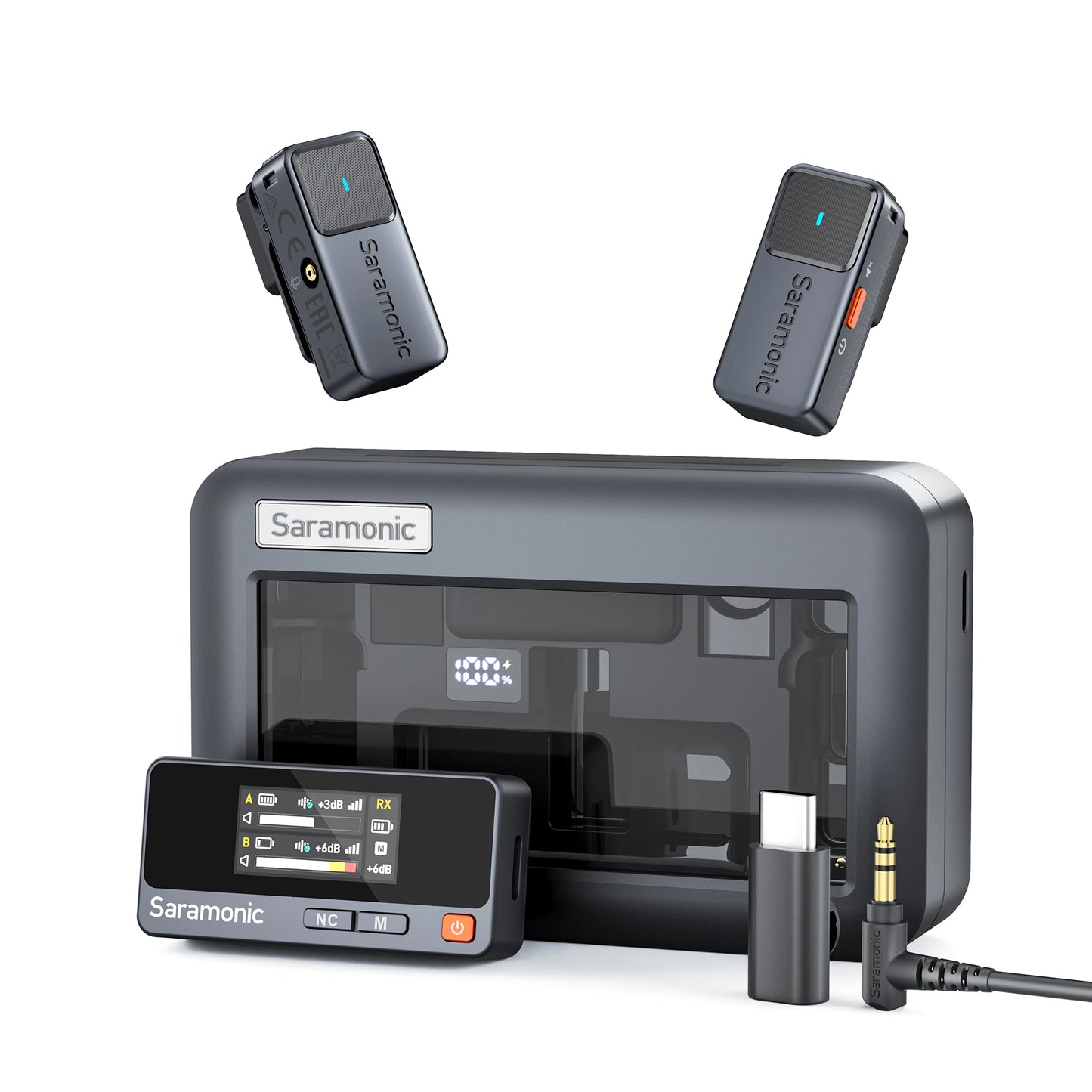 Saramonic Air Wireless Lavalier Microphone for iPhone Android, Noise Cancelling, 300M, Mini Microphone for Tiktok Youtube