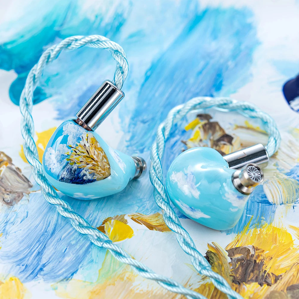 QoA Cloud Scape DD + Planar Hybrid Driver IEMs In-ear HIFI Wired Earphone with 6N Monocrystalline Silver-Plated Copper Cable