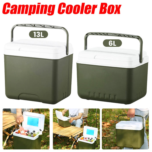 13/6L Cooler Box Portable Camping Refrigerator Incubator Large Capacity Car Ice Bucket Heat Preservation Camping BBQ Equipment