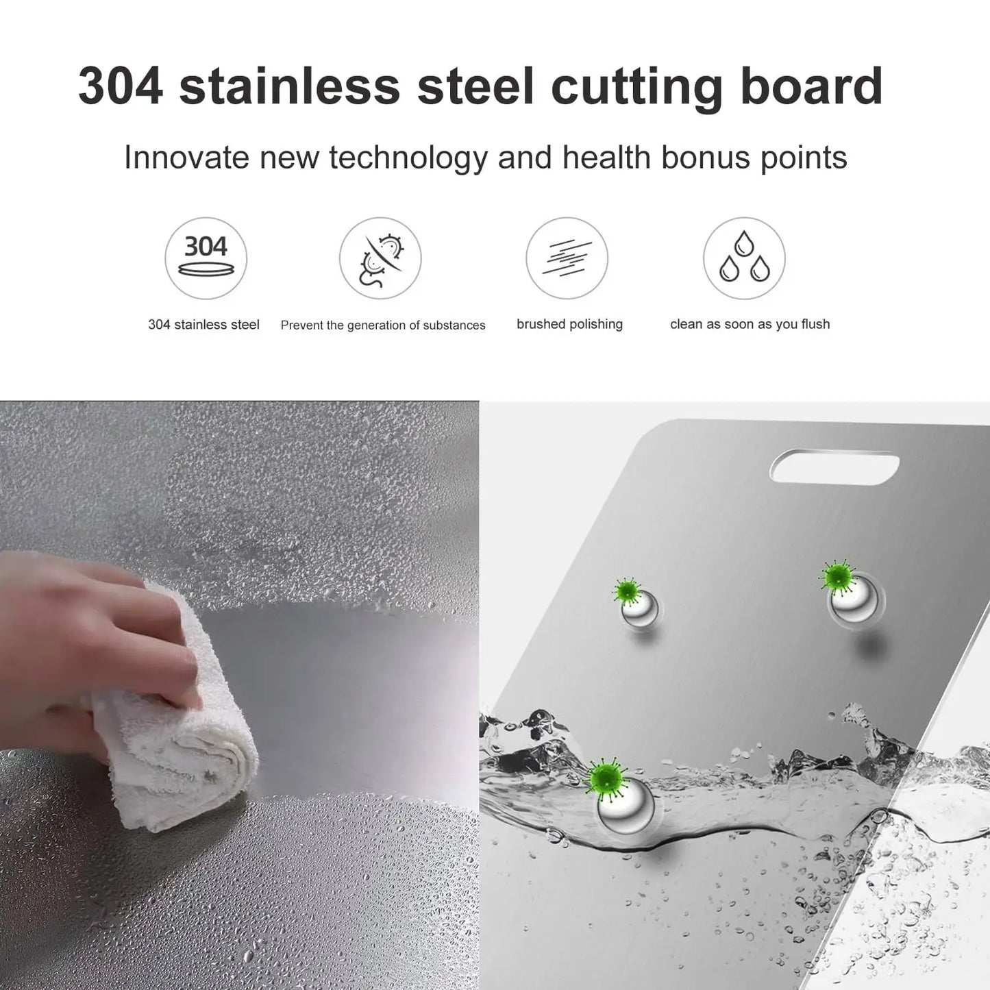 Board Kitchen Titanium Cutting Boards For Stainless  304 Steel Thickened Double-Sided Food Grade Portable Fruit Meat Chopping