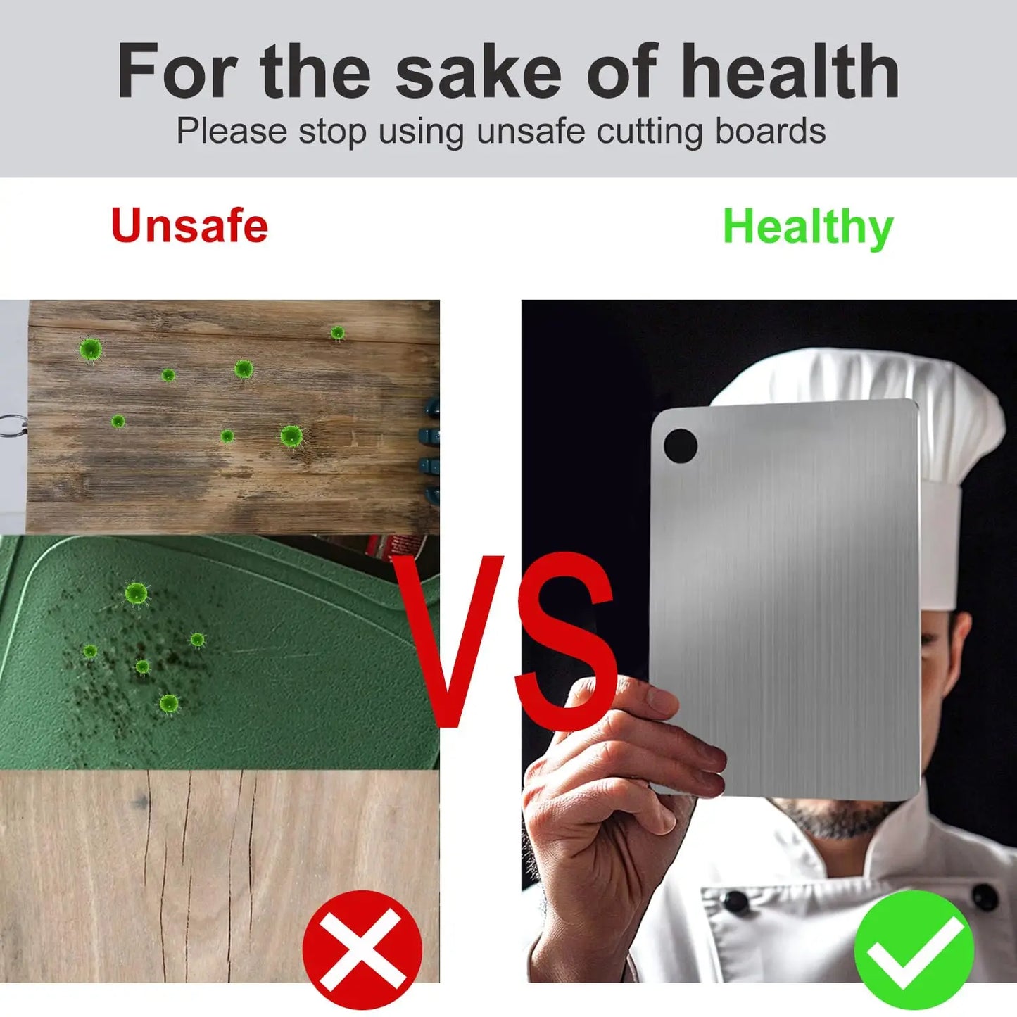 Board Kitchen Titanium Cutting Boards For Stainless  304 Steel Thickened Double-Sided Food Grade Portable Fruit Meat Chopping