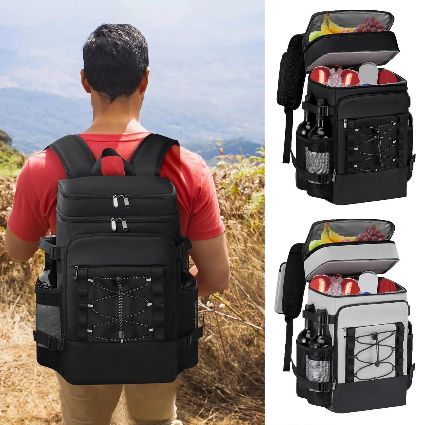 Backpack Cooler Large Capacity Portable Ice Chest Backpack Reusable Portable Soft Ice Box Tote Cooling Bag For Camping Travel