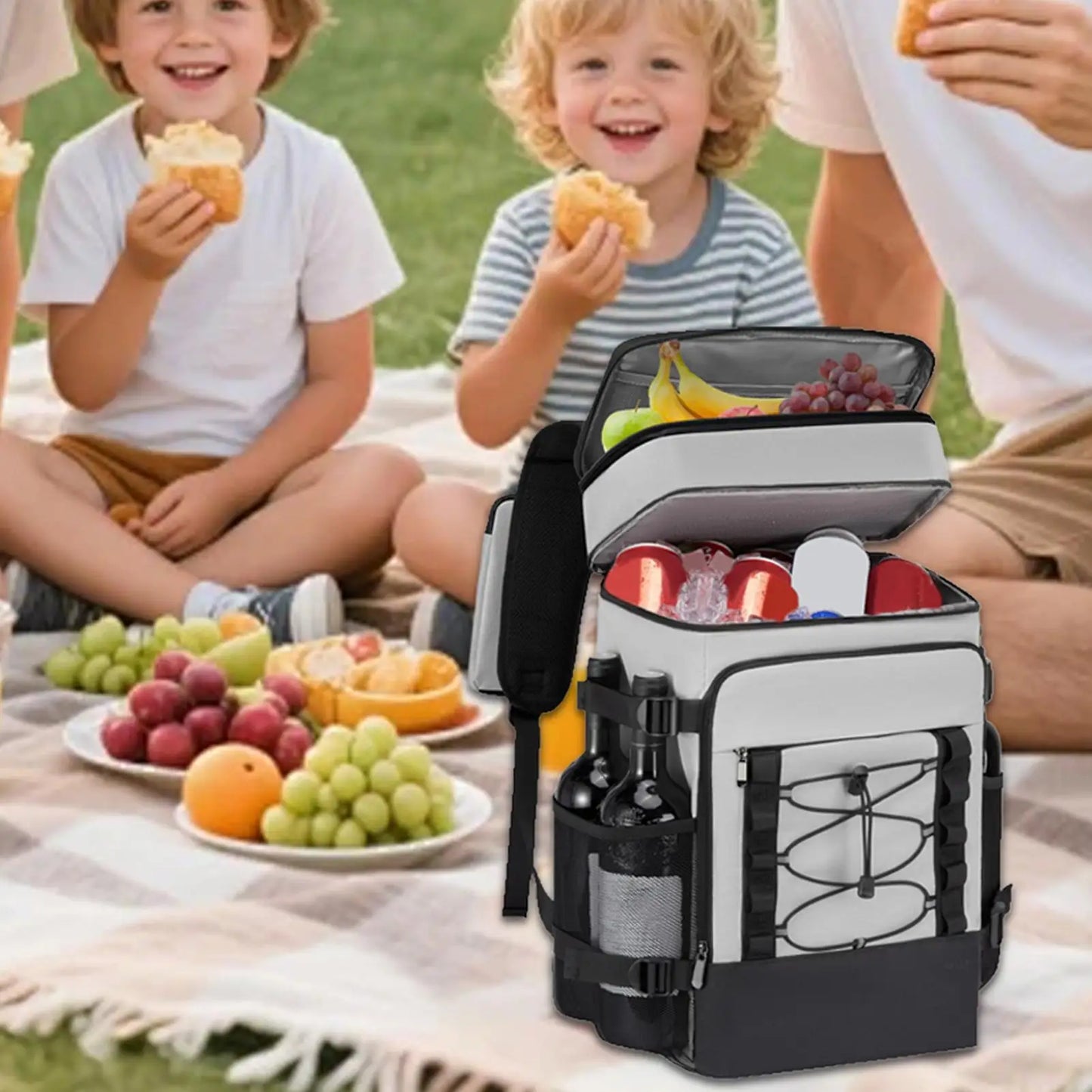 Backpack Cooler Large Capacity Portable Ice Chest Backpack Reusable Portable Soft Ice Box Tote Cooling Bag For Camping Travel