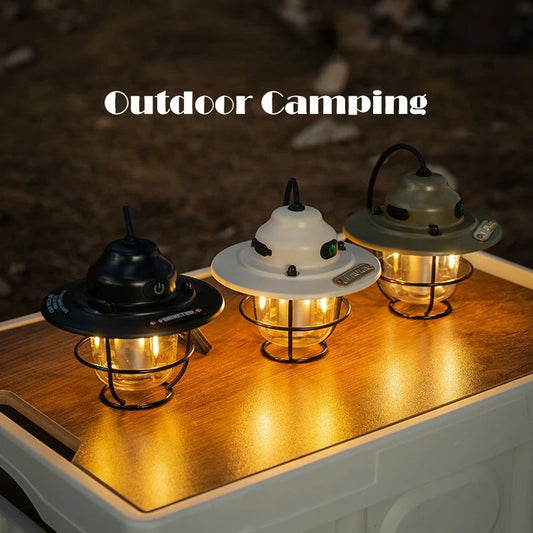 Mini LED Camping Lanterns Type-C Rechargeable Portable Hanging Tent Light 1200mAh for Hiking Fishing Emergency Light Lanterns