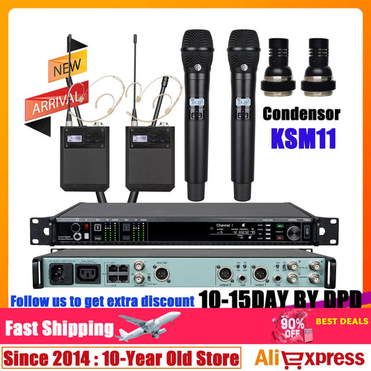 Leicozic 500/600Mhz AD4D-Pro KSM11 KSM9 Professional Condensor Microfone 2 Channel Microphone Wireless For Stage Church Concert