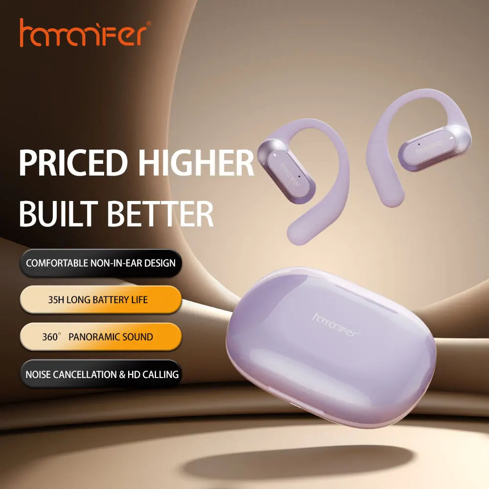 HAMANFER MX12 Open Ear Clip-on Bluetooth Wireless Earphones TWS Sports Headphones Noise Cancelling Air Conduction Long Battery