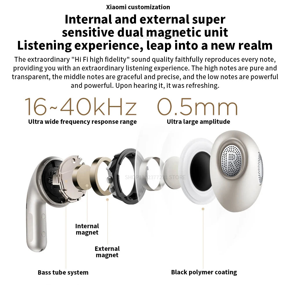 Original Xiaomi Buds 5 Earphone TWS AI Active Noise Cancelling HiFi Wireless Bluetooth Sound Recording Headphone Lossless Audio