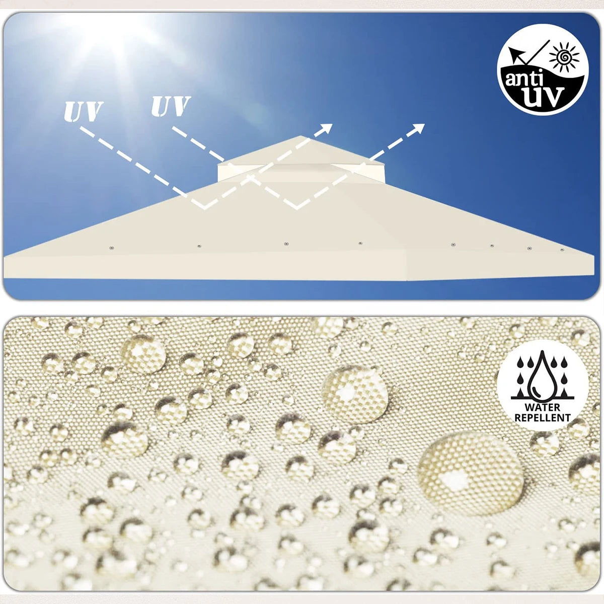 3x3M Garden Gazebo Top Cover Canopy Replacement Top Canopy Cover 2 Tier Outdoor Patio Garden Tent Roof Top for Patio Sunshade