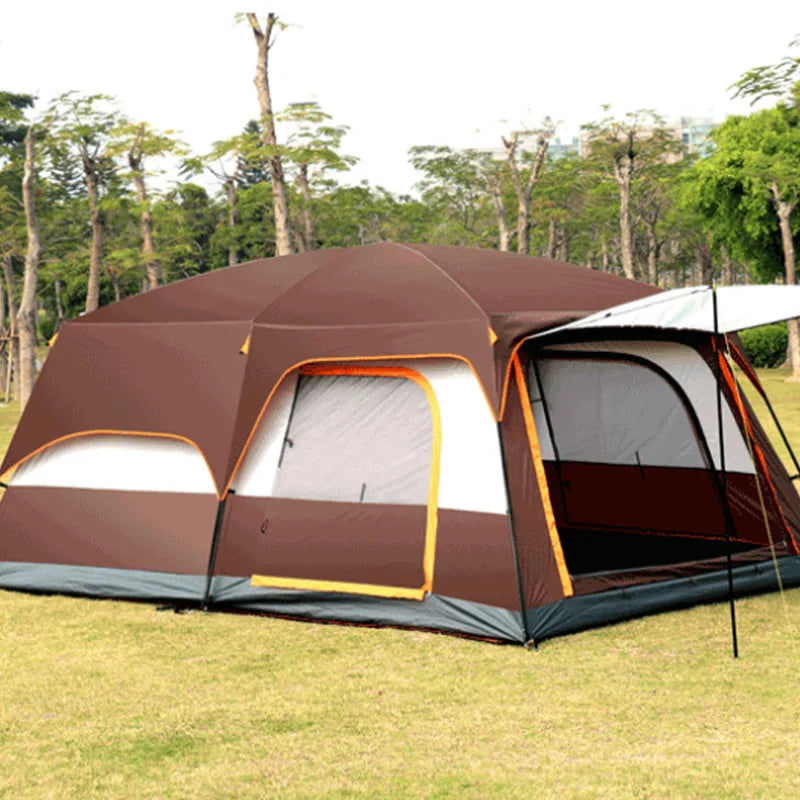 3 Sizes Tent Two-bedroom 1 Living Room Large Family Camping Tent 5-8-12 Person Leisure Camp Tent Rainproof Outdoor Indoor Hourse