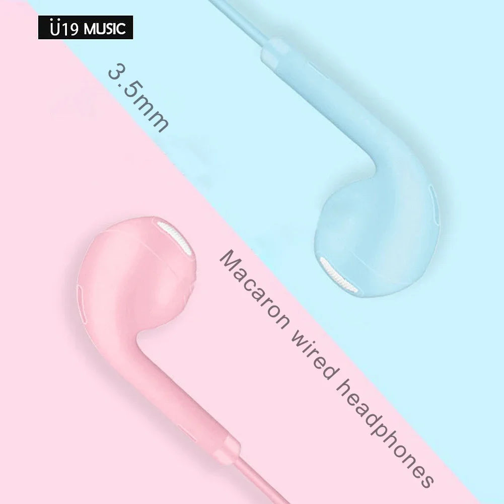 3.5mm Wired Headset Macaron Earphone In-Ear Headphone Music Multicolors 1.2m with Microphone Earphones Universal for Smart Phone