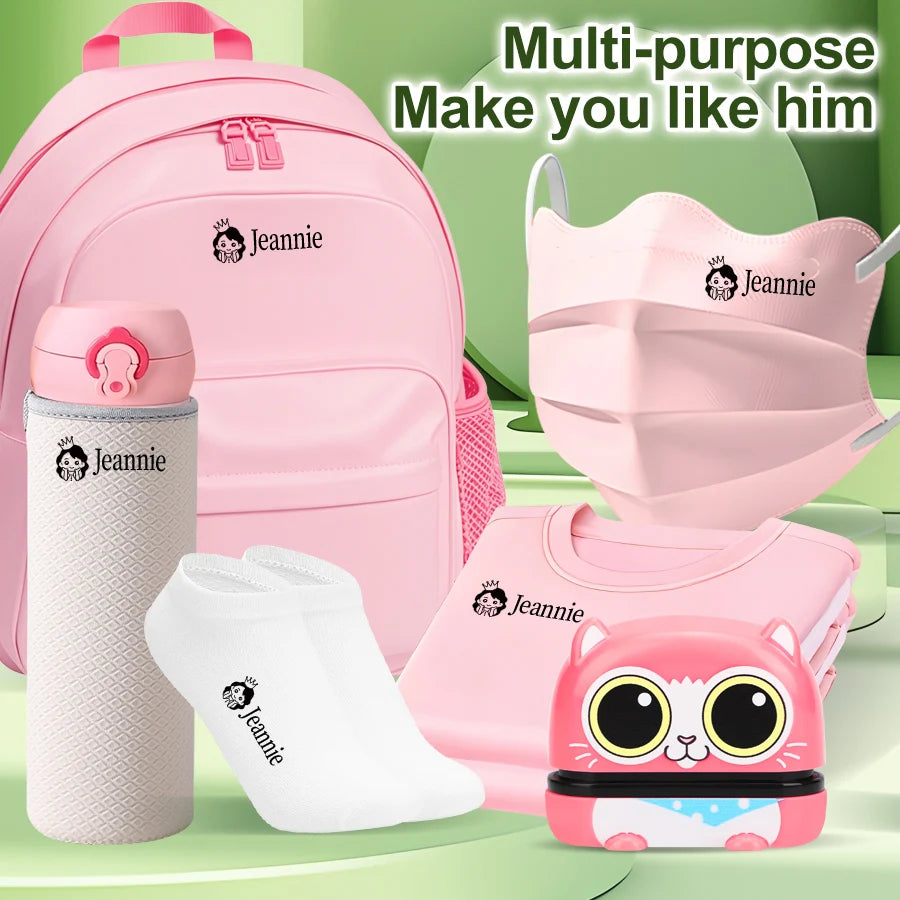 ‌Personalized Baby Name Stamp Set - Custom Waterproof Ink Seal for School, Travel & Kindergarten, Durable Non-Fading Toy Gift