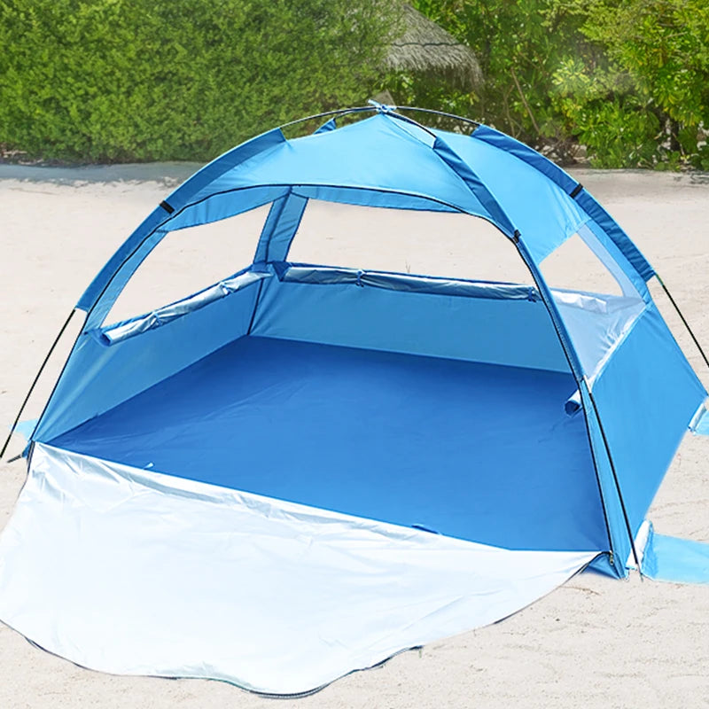 Beach Tent 2-3 Persons Pop Up Tent Automatic Quickly Open Outdoor Camping Tour  Portable Sun protection with Extended Mat