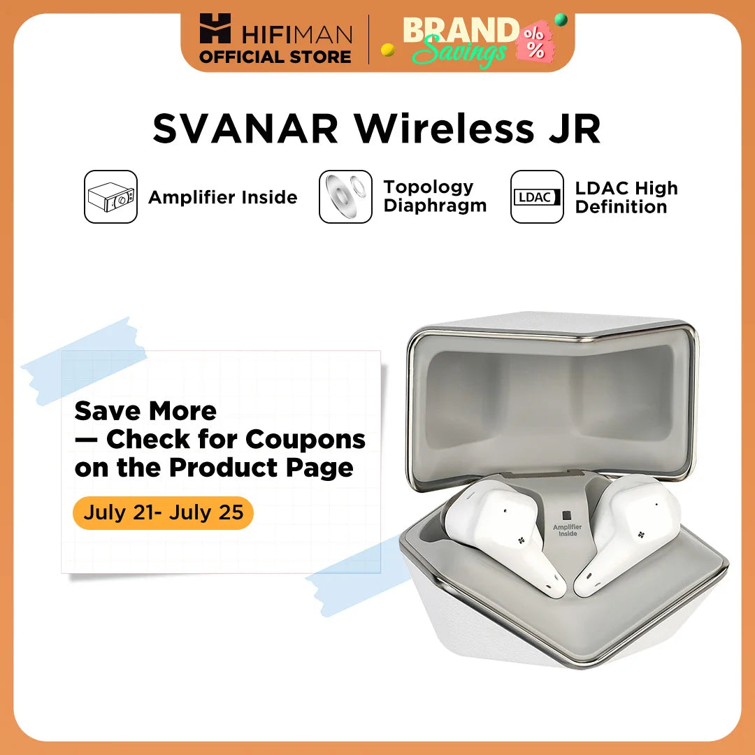 HIFIMAN SVANAR Wireless Jr. Noise Cancelling Bluetooth In-Ear Hi-Fi Earphones with Amplifier Inside, Topology Diaphragm Driver