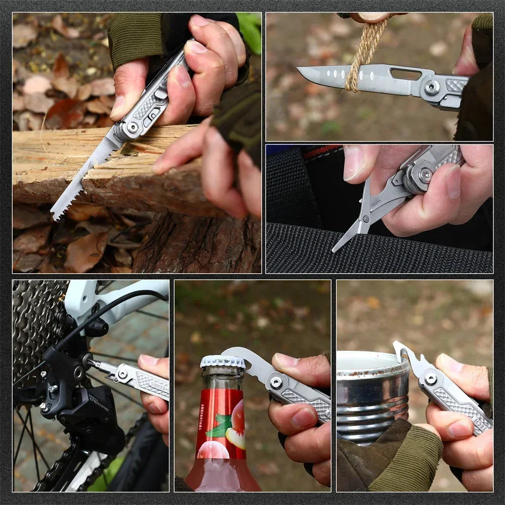 2025 New SWISS TECH 11 in 1 Mini Multitool Knife Folding EDC Outdoor Camping Survival Tools Pocket Knife Scissors Screwdriver