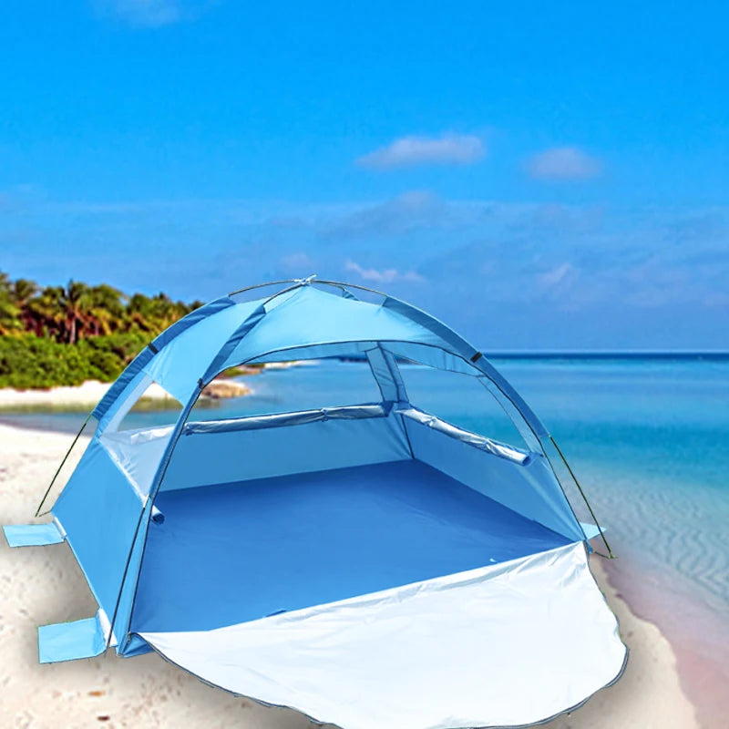 Beach Tent 2-3 Persons Pop Up Tent Automatic Quickly Open Outdoor Camping Tour  Portable Sun protection with Extended Mat
