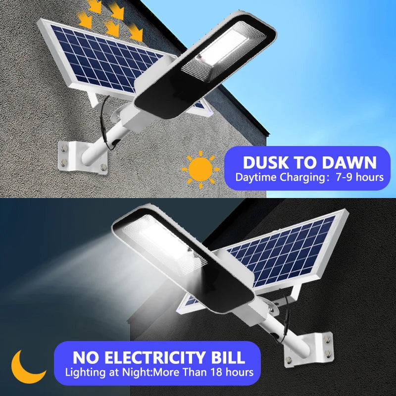 2PCS 200W Powerful Solar Light Outdoor Solar Street Light 6000mah Waterproof Automatic Dusk to Dawn Wall Light For Garage Garden