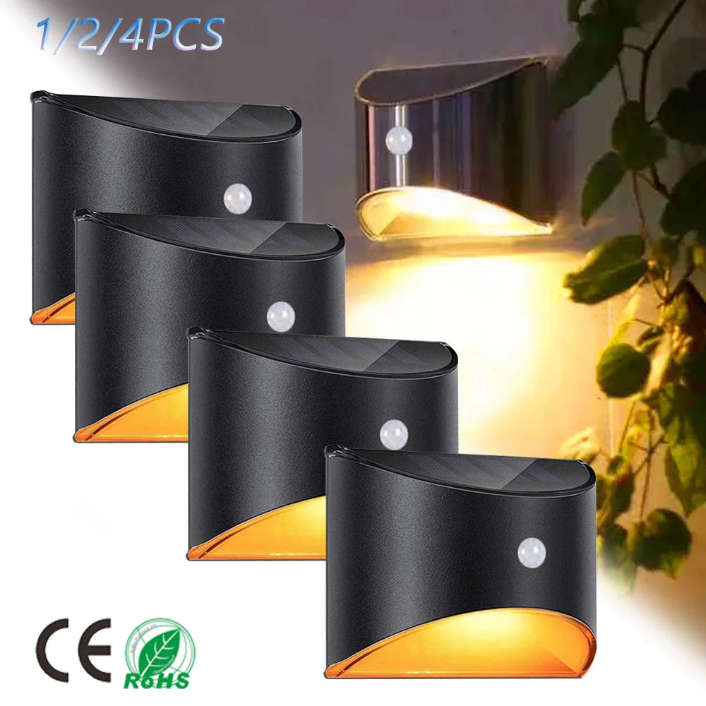 LED Solar Light Outdoor Motion Sensor Wall Lights Waterproof Garden Wall Lamp Solar Power Lighting Decorative Wall Stair Fence