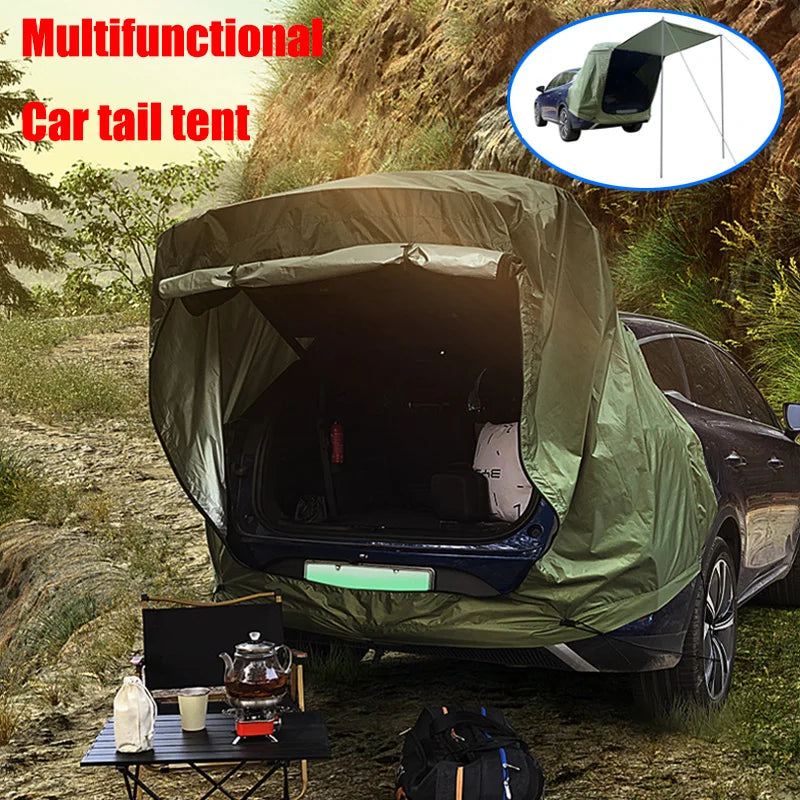 Outdoor Car Rear Tent Camping Picnic Car Rear Tent with Canopy Car Rear Extension Tent Sunshine-Proof Rain-Proof Car Rear Tent