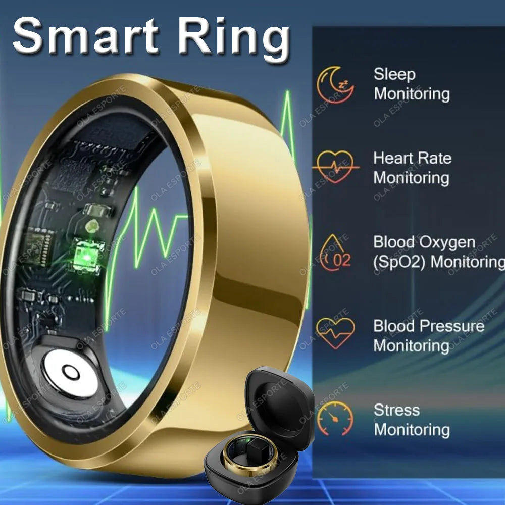 Smart Ring Blood Pressure Heart Rate Monitoring Smartring IP68 & 5ATM Waterproof Multi-sport Mode Smartring Man Women