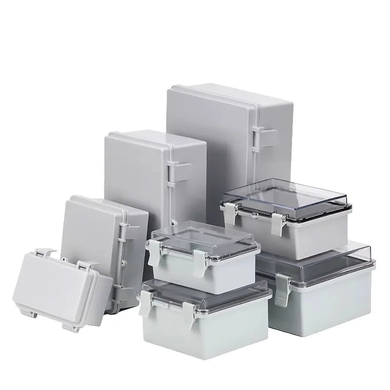 IP66 Waterproof Gray/Transparent Cover Enclosure Power Junction Box ABS Plastic Hinge Outdoor Electronic Distribution Box