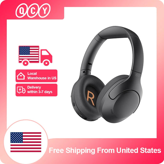 QCY H3 Lite ANC Wireless Headphones Bluetooth 5.3 Active Noise Cancelling Over Ear Headset 40mm Driver HiFi Sound Earphones