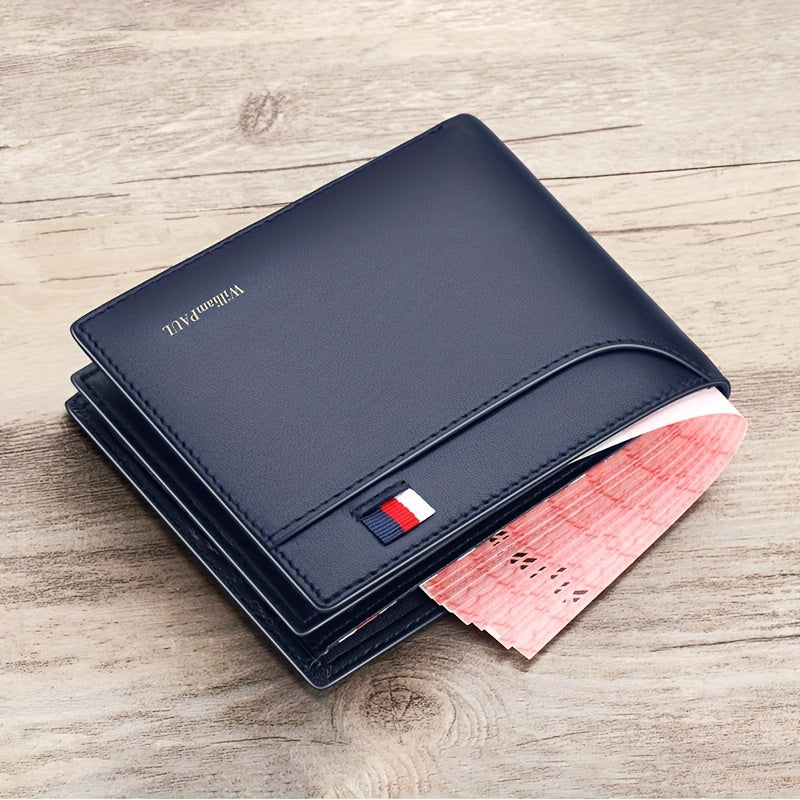 WilliamPAUL Men'S Genuine Leather Short Wallet - Slim Lightweight Elegant Design with Multiple Card Slots, Cash Compartment & ID Holder for Everyday Use - Perfect Gift for Christmas, Valentine'S Day, Father'S Day, Everyday Wallet | Sleek Wallet | Texture