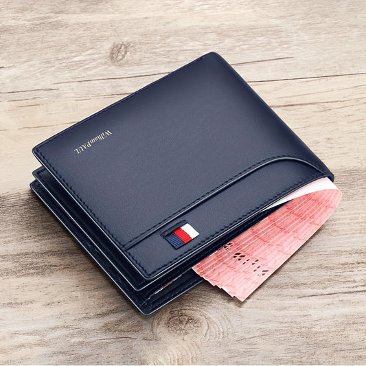 WilliamPAUL Men'S Genuine Leather Short Wallet - Slim Lightweight Elegant Design with Multiple Card Slots, Cash Compartment & ID Holder for Everyday Use - Perfect Gift for Christmas, Valentine'S Day, Father'S Day, Everyday Wallet | Sleek Wallet | Texture
