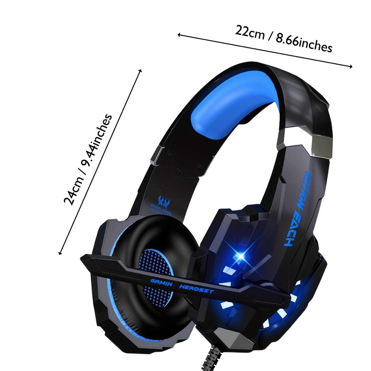 G9000 Stereo Gaming Headset for PS4pcs Xbox One PS5 Controller, Noise-Canceling Over-Ear Headphones with Microphone, LED Lights, Bass Surround, Soft Memory Foam Ears