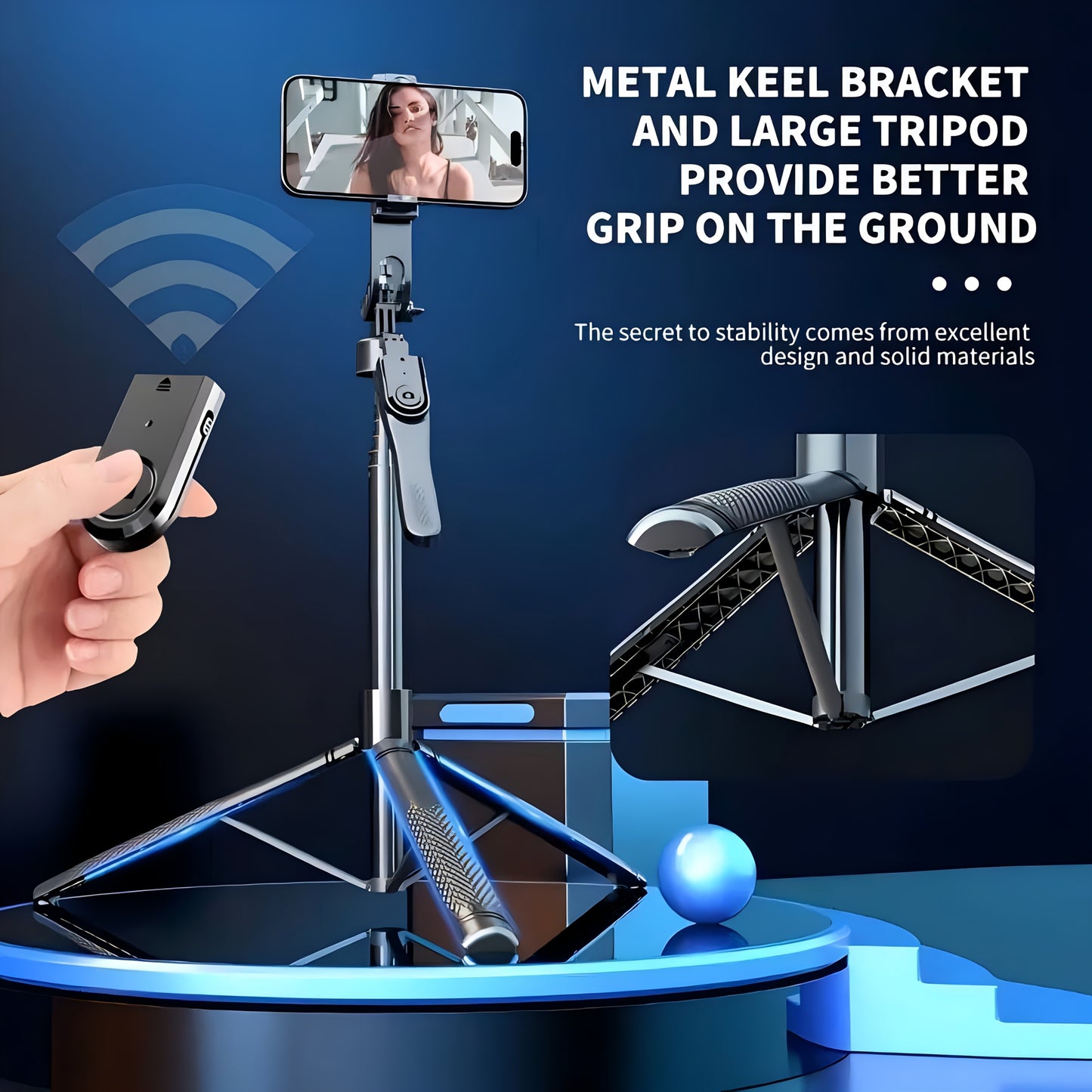 Wireless Remote Selfie Stick Tripod, 84.65-Inch Extendable Pole, Compatible with iPhone & Samsung, Expandable 360° Phone Holder (No Fill Light Included)