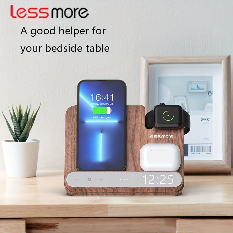 Lessmore Wooden Charging Docking Station, Phone & Watch Charging Dock with Multiple Device Support - Smartphones and Mobile Phones Accessories Bedside Organizer
