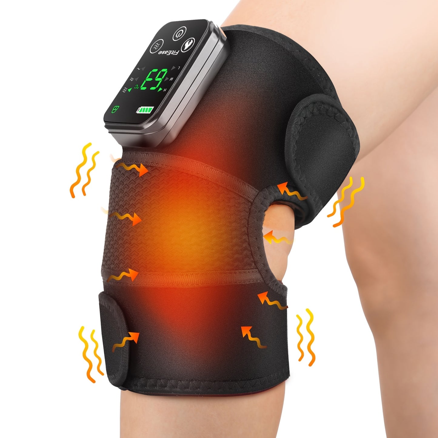 Heating Vibration Knee Pad Electric Multi-Function Shoulder and Knee Massager with 4000mAh Battery, USB Charging, 3 Adjustable Temperature Settings