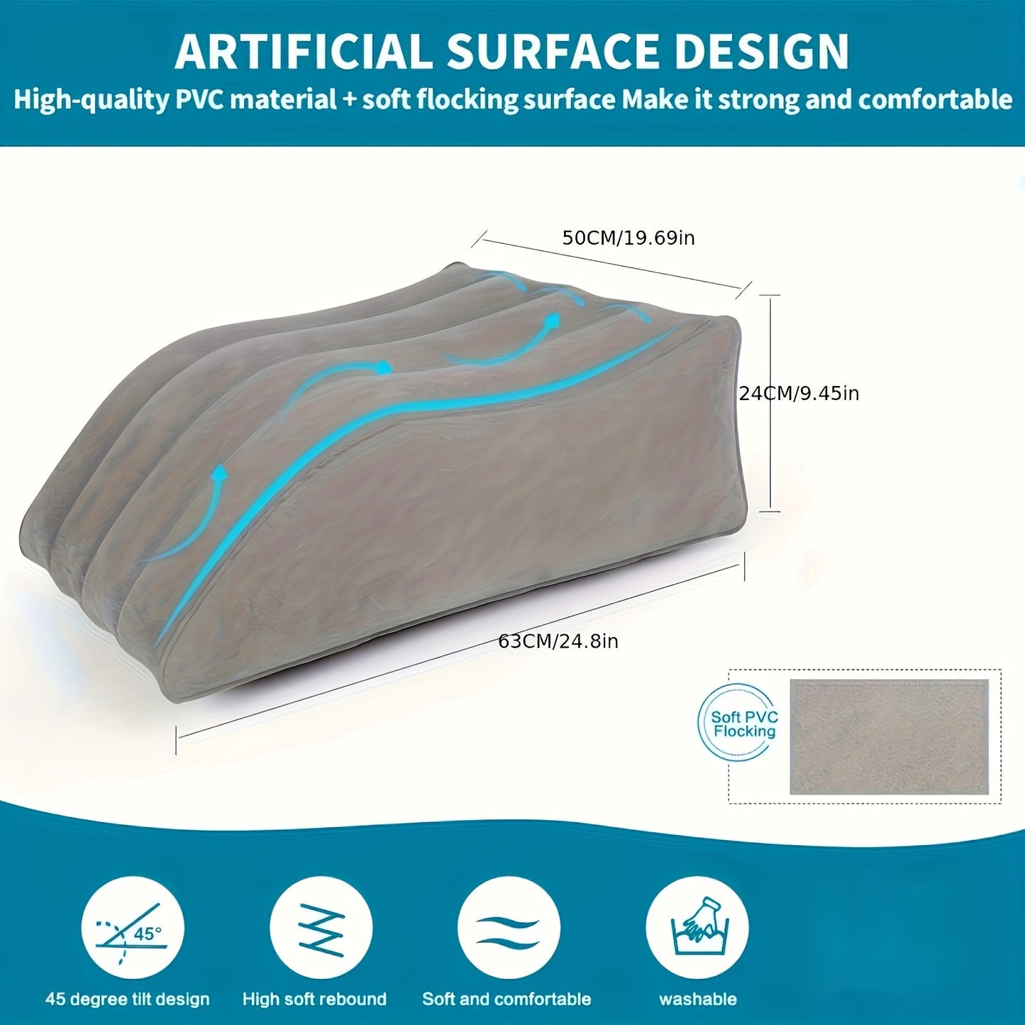 1pc Leg Elevation Pillow, Inflatable Leg Rest Cushion - Circulation Improvement Pad for Sleeping and Reading, Ideal Wedge Pillow