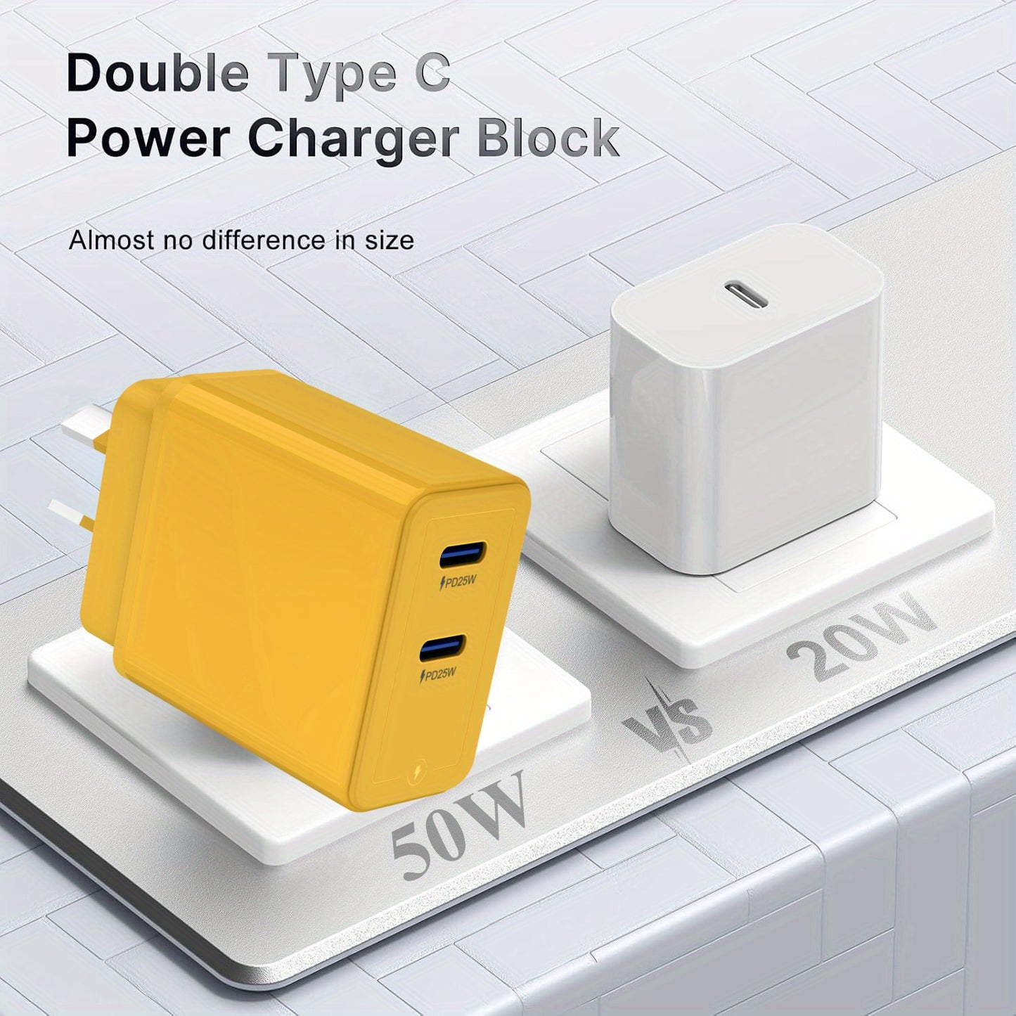 Phones Fast Charger, 50W Dual PD Power Charger Adapter, 2-Port 25W/ 25W/ 50W USB-C Adapter, Dual USBC Wall Plug for iPhone 16/ 15/ 14/13/12 Pro, for Samsung S23/ S22, and More