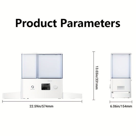 Smart WiFi Cat Feeder & Water Dispenser 2-in-1 - Large Capacity App-Controlled Automatic Pet Food and Water Dispenser with USB Power, Sleek White Design for Multiple Cats - Ideal Gift for Pet Owners, Remote Controlled Pet Feeder, Modern Pet Feeder, Wifi