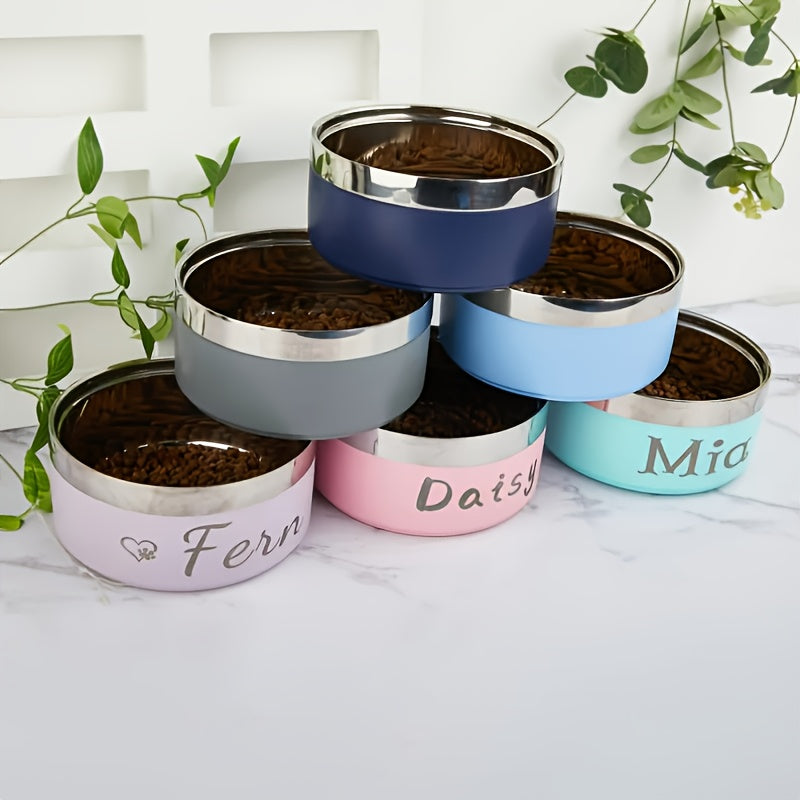 1pc Personalized Stainless Steel Dog Bowl for Medium-Sized Dogs - Custom Name Engraved, Durable Food & Water Feeder with Elegant Cursive Design, Perfect Pet Gift for Owners, Stylish Pet Accessory, Quality Petware