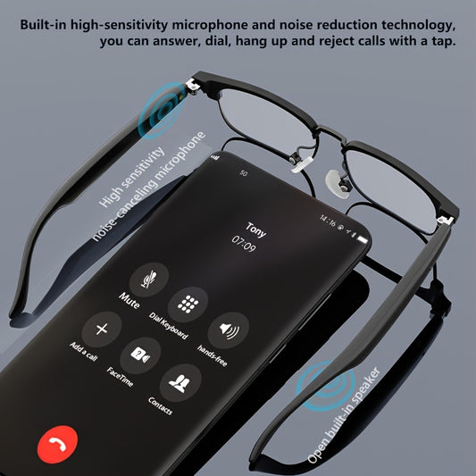 Wireless 5.3 Wireless Smart Glasses: HD Music, Hands-free Calling, Touch Control, Built-in Microphone & Noise Cancellation/Dual Speakers, Lightweight, Outdoor/Hiking/Running/Driving/Office - Lightweight Unisex Sport