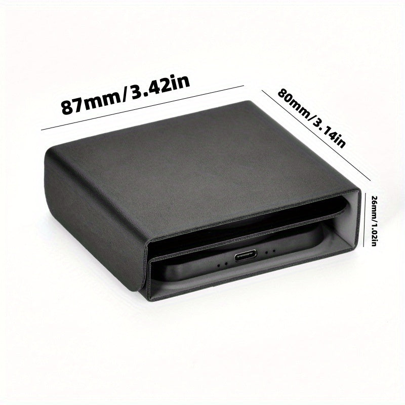 Faux Leather 3-in-1 Foldable Wireless Charger with 15W Fast Charging, Magnetic Portable Stand, Compatible with Smartwatches and Headphones, Dual Use for Desk or Car