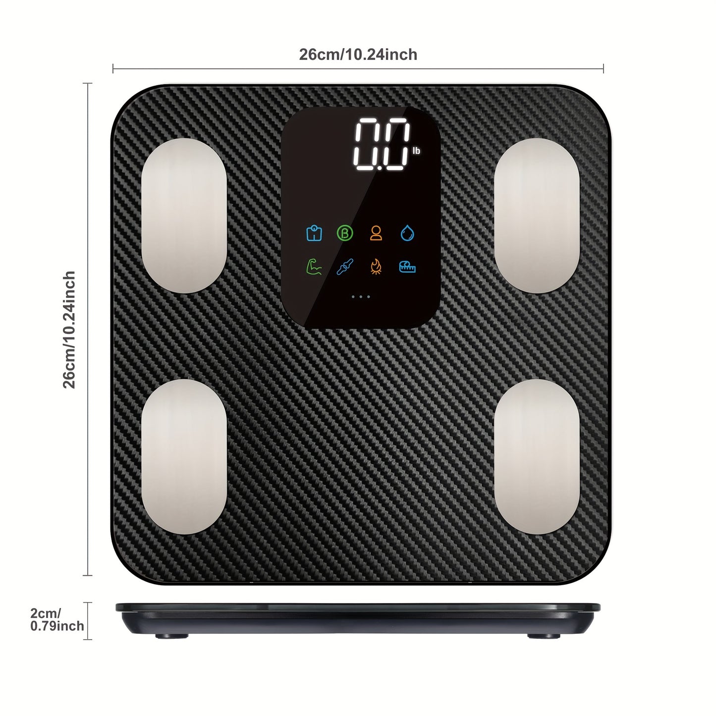 Smart Scale for Body Weight, 181.44 KG Capacity Bathroom Digital Weighing Scale with BMI, Muscle Mass, Accurate Home User Health Equipment Sync Apps,Carbon Fiber with Anti-slip finish