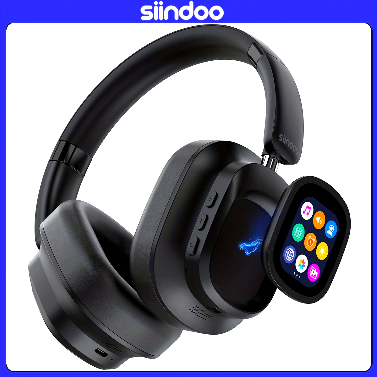 Siindoo Hybrid Active Noise-Cancelling Headphones with Touchscreen, 66-Hour Playtime Wireless Earbuds with Mic, Soft Ear Pads, Multi-Eq Bass Comfort Fit for Tablets, Laptops, Phones
